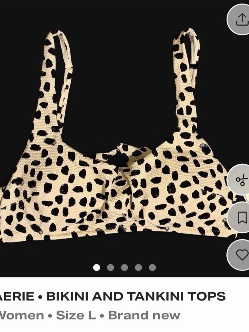 Aerie Leopard Print Bikini Top Size Large NWT